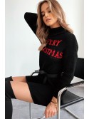 Long Christmas sweater with turtleneck, black 2353 - Online store - Boutique